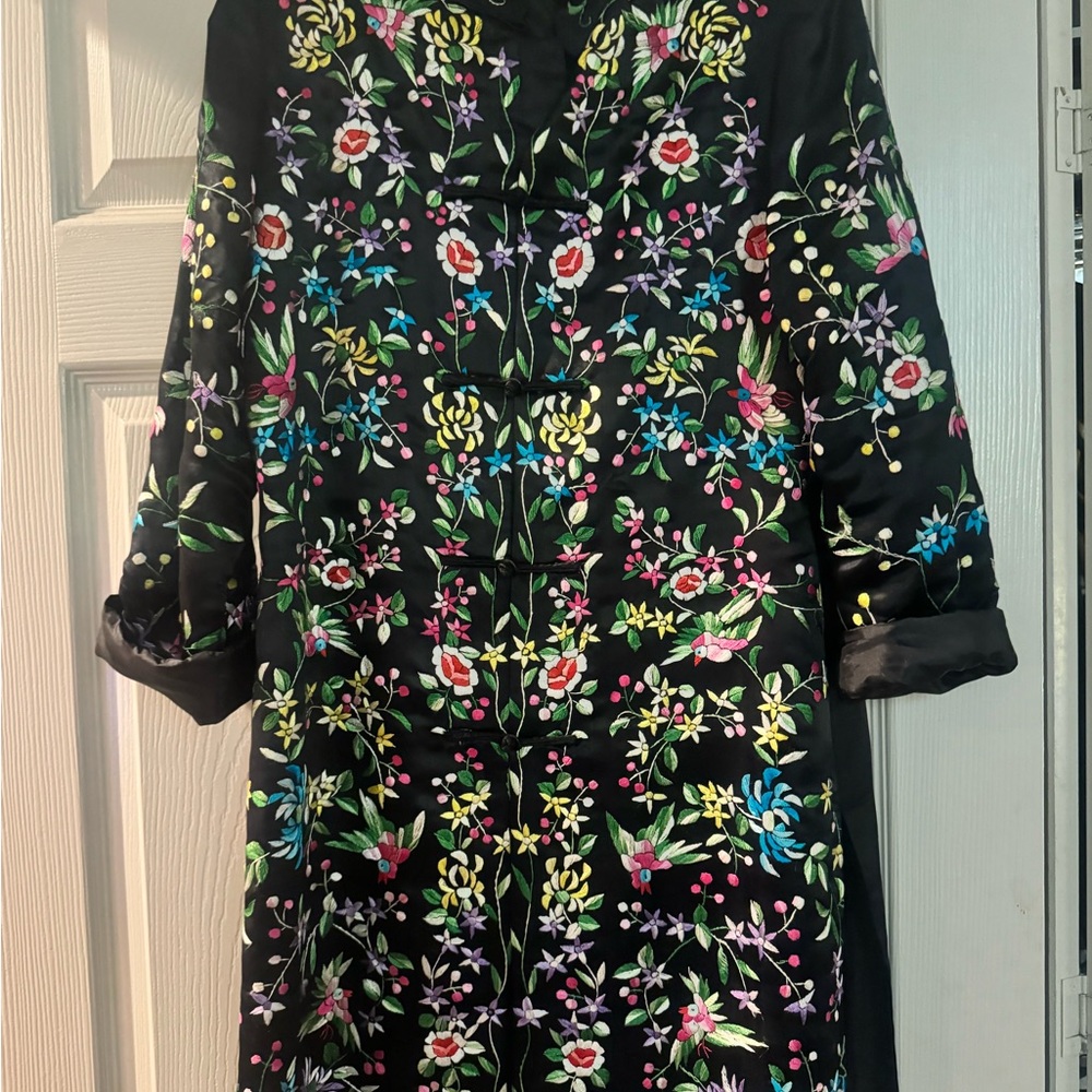 Floral Embroidered Black Dress